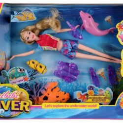 Muotinukke 29 cm sukeltaja ja tarvikkeet