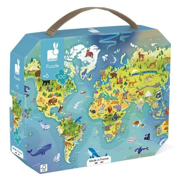 Janod Maailmankartta palapelisalkku 100 palaa 1 Janod Maailmankartta palapelisalkku 100 palaa