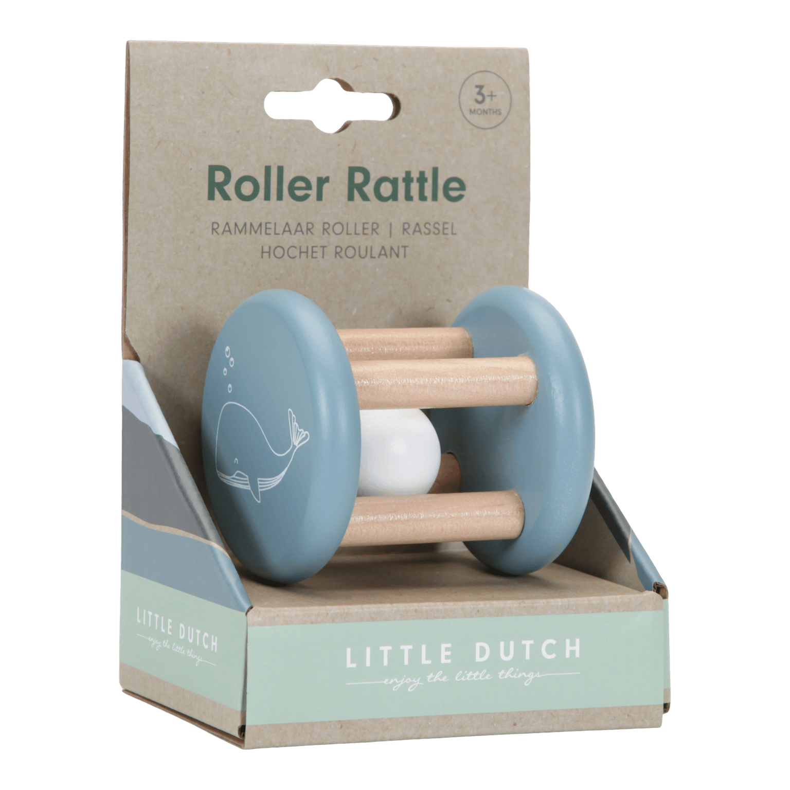 Little Dutch Roller Rattle Sininen Puuhelistin 1 Little Dutch Roller Rattle Sininen Puuhelistin