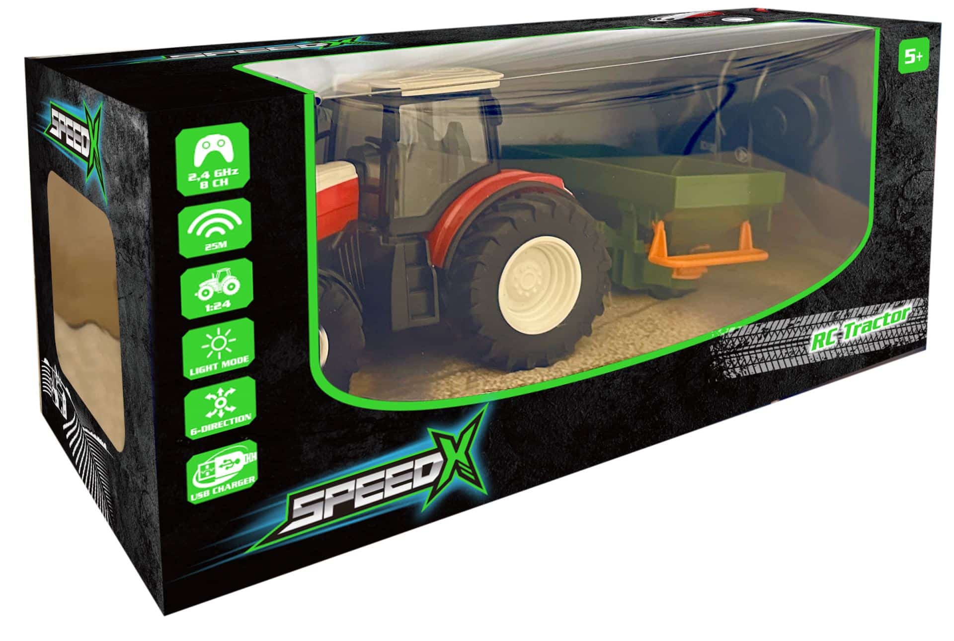 PowerX-kauko-ohjattava traktori, jossa on siemenvaunu 2 PowerX-kauko-ohjattava traktori, jossa on siemenvaunu