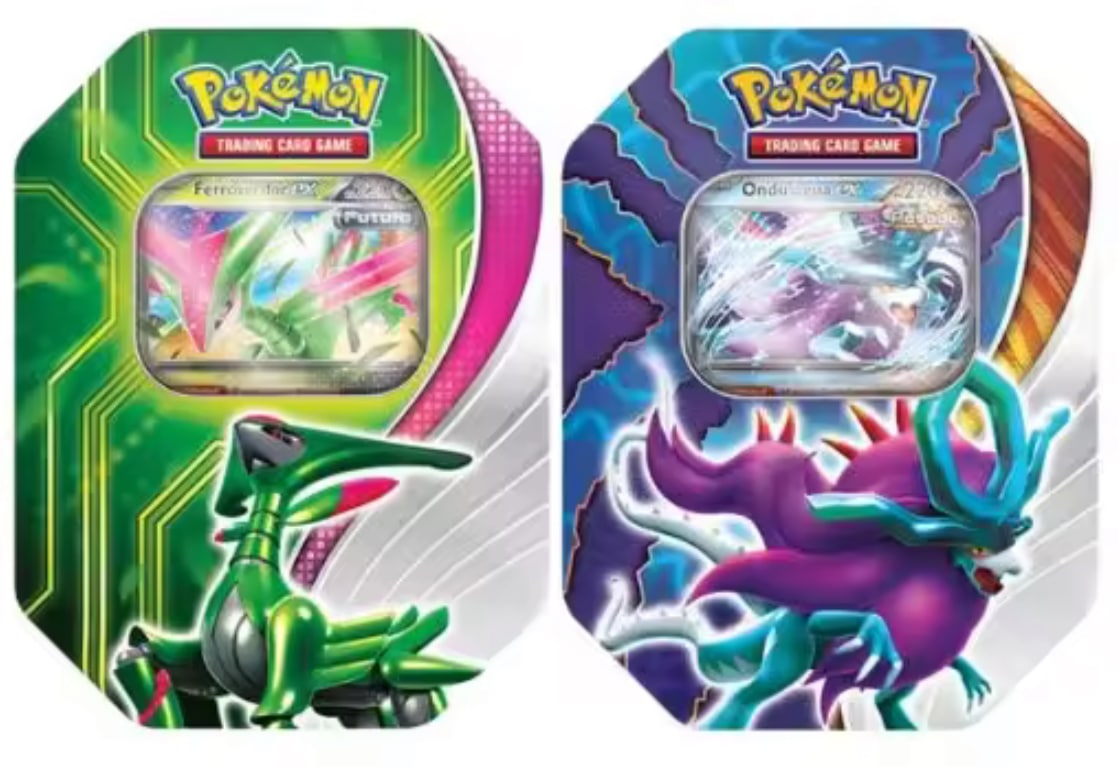 Pokémon TCG Paradox Clash tin -metallirasia 1 Pokémon TCG Paradox Clash tin-muksumassi.fi